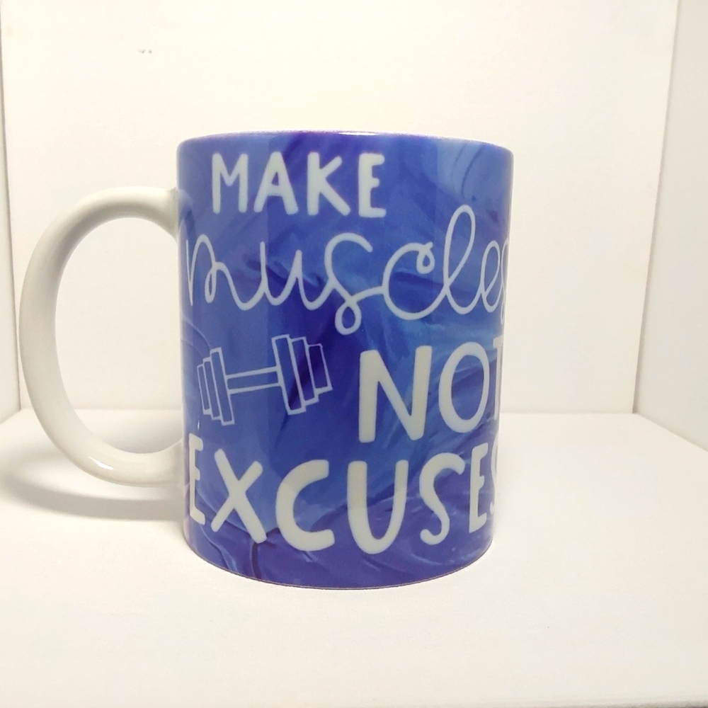 Hand Made - Fitness Funny Motivation Muscles Not Excusses Mulitcolored - 12oz